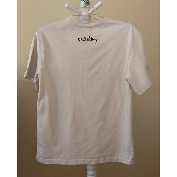 Keith Haring T-Shirt White Unity Social Awareness Graphic Multi Art Tee Unisex S - Picture 2 of 5